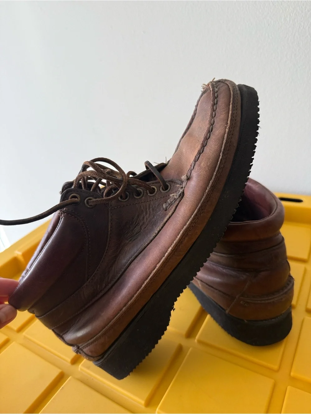 Vintage Timberland Men’s 10M Brown Leather Boots Made in USA Vibram Sole